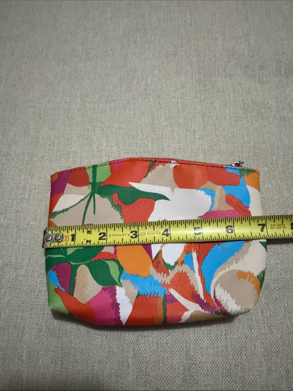 EUC Ipsy Makeup Bag/Pouch-ZipTop-Abstract Floral-Orange/Green/Pink - Picture 5 of 9